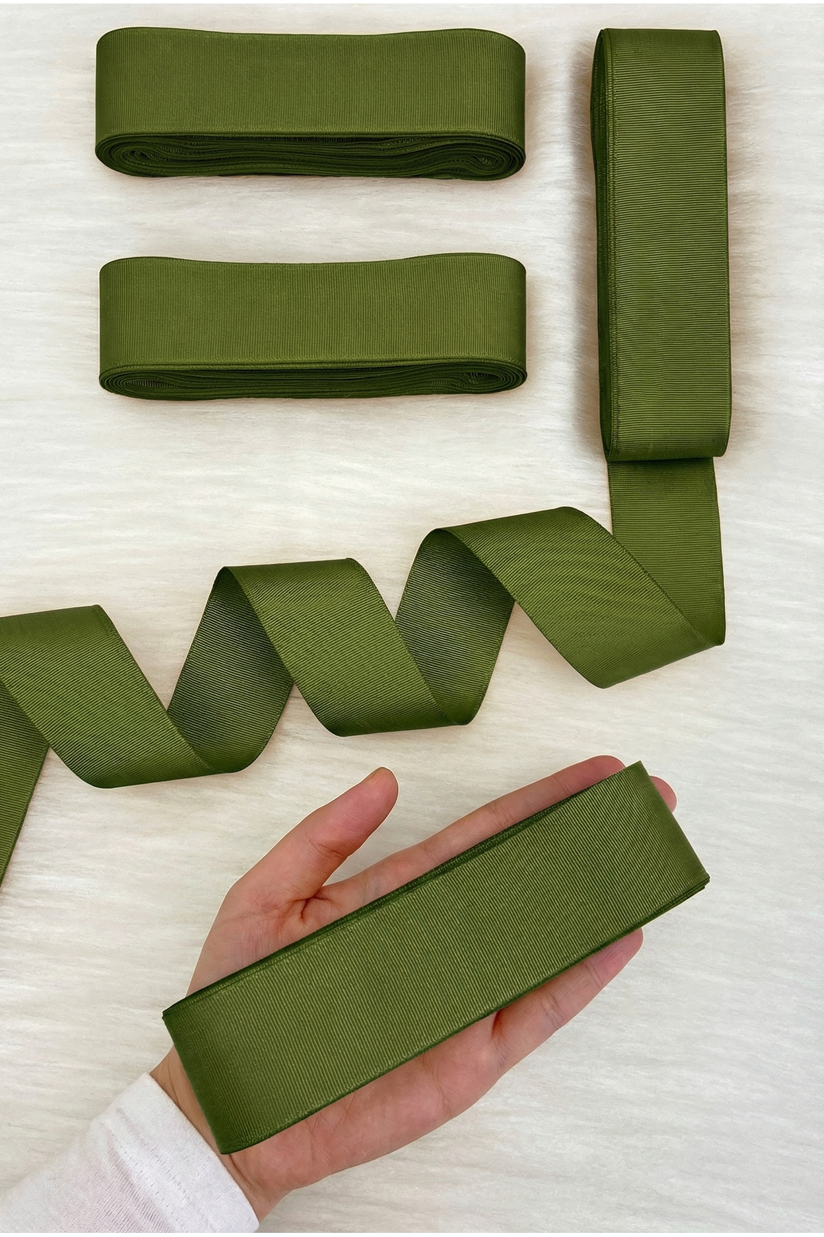 Grass Green Grosgrain Ribbon 4 Cm 10 Mt, Bundle Dowry Wedding Engagement Birthday Gift Packaging Decoration