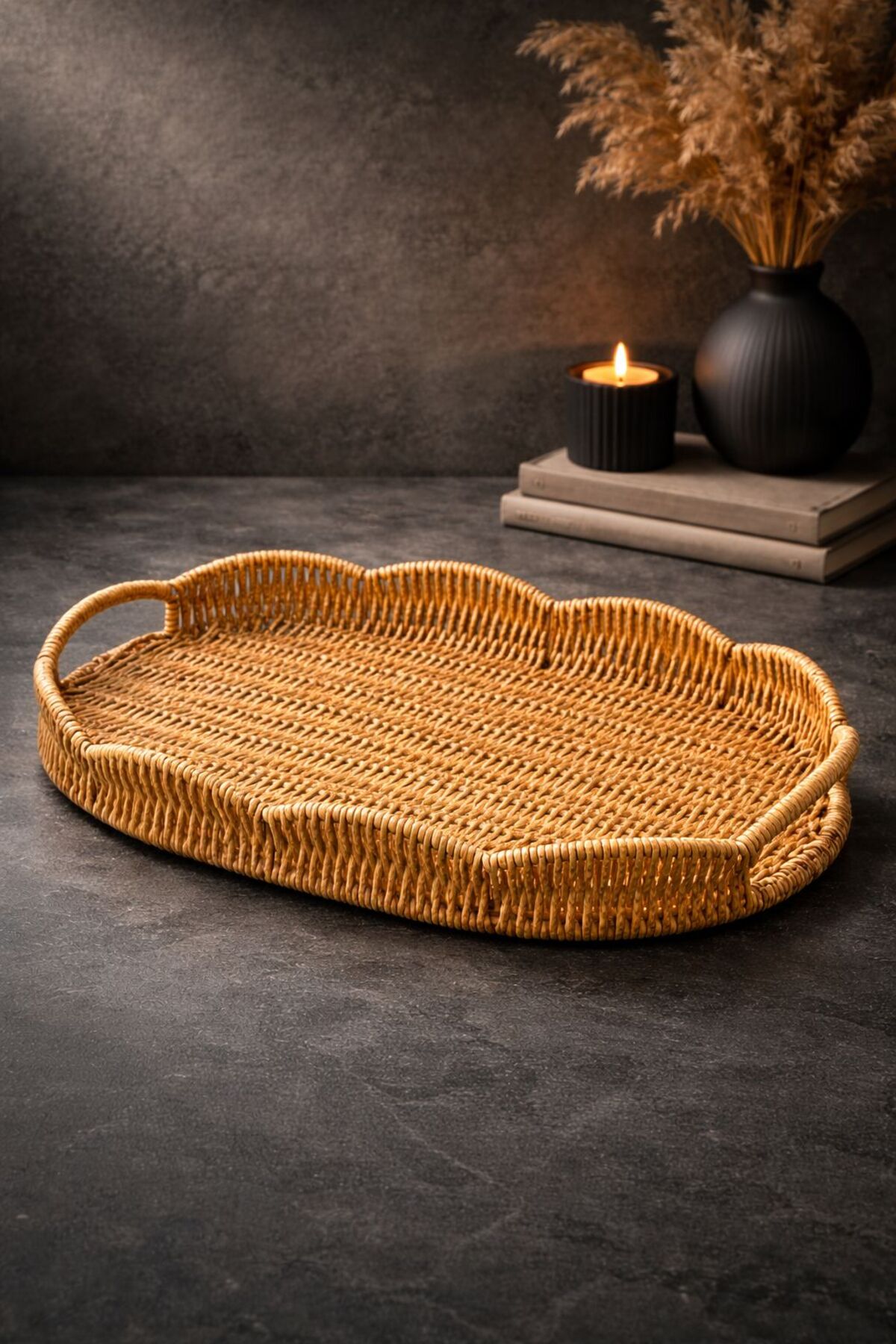 YzHome Only Medium Size Oval Wicker Tray Serving Presentation Tray Organizer Organizer 35*25cm