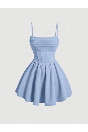 MODAHOBİMİZ Kadın Mini Abiye Elbise Askılı Korse Detaylı Özel Gün Elbisesi