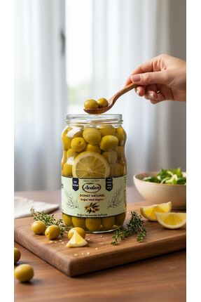 AVDAN Doğal Fermente Yeşil Domat Zeytin 1 Kg XXL Boy Lüks Kokteyl 160-180 Tan...