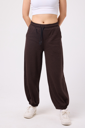 Superbluemexico Kadın Sokak Tarzı Paçası Lastikli Baggy Pantolon