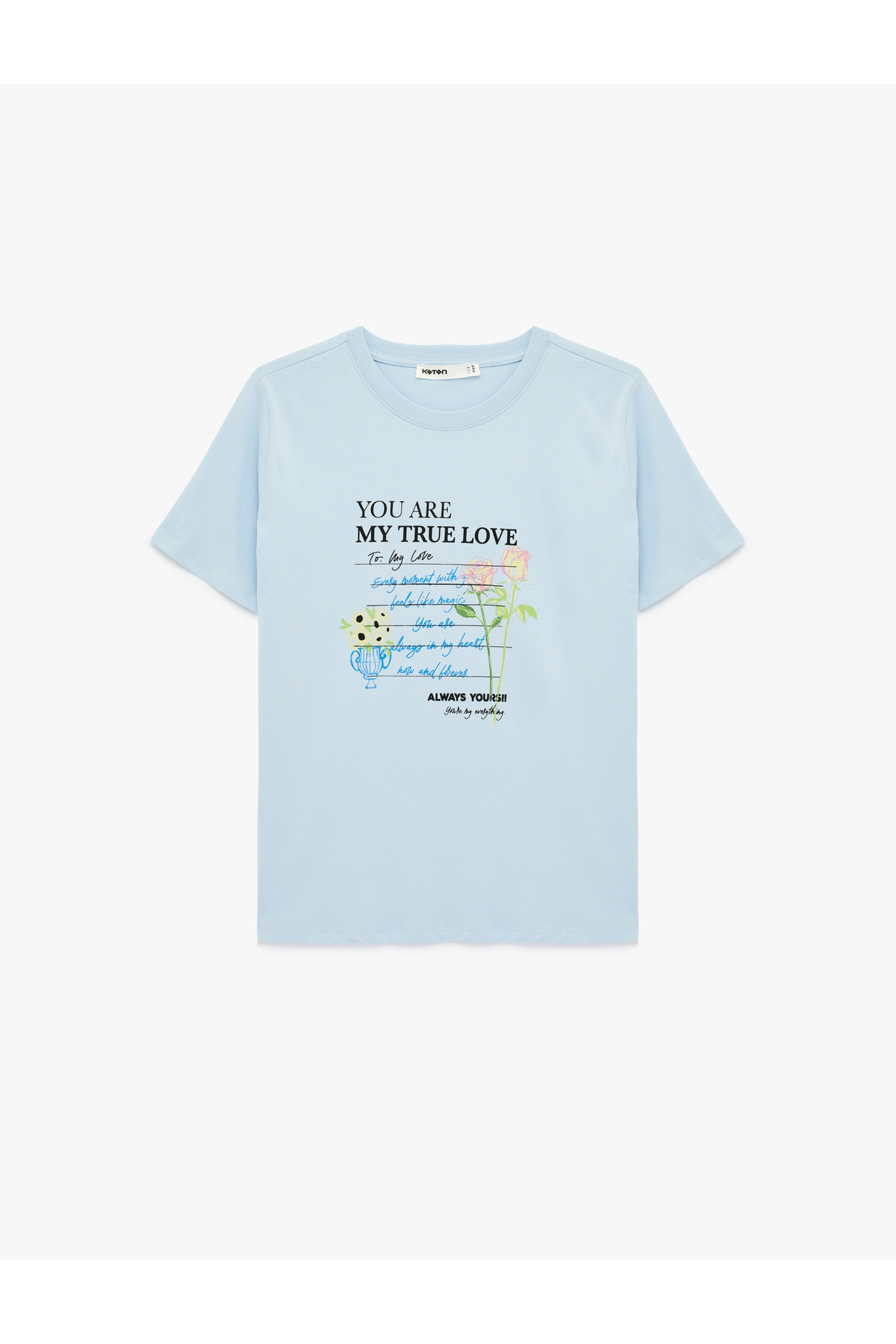 Koton Women'S Blue Printed T-Shirt