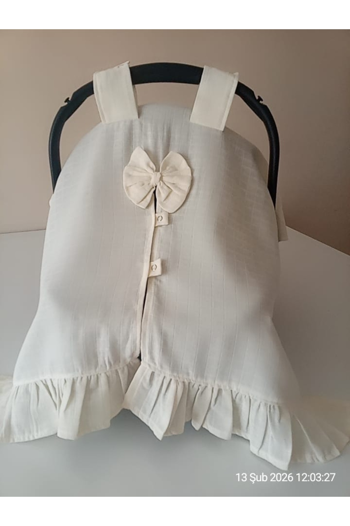 kalbimbaby Fırfır detaylı fiyonk ve çıtçıtlı PUSEt ÖRTÜSÜ (TEK ) 3792? fotoğrafı 2 (önizleme)