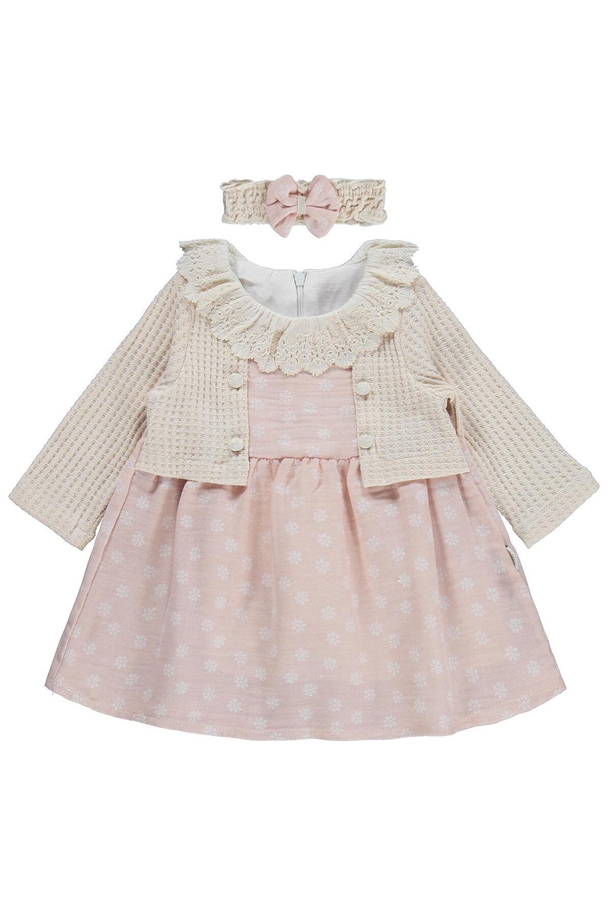 Kumru Lüks Süs Bolerolu Bandanalı 6-18 Ay Elbise - Bej 18-24 Ay fotoğrafı 2 (önizleme)