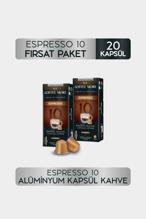 Coffee More 10 Espresso Kapsül Kahve 10 x 2 Paket ( 20 Adet ) Nespresso Uyumlu