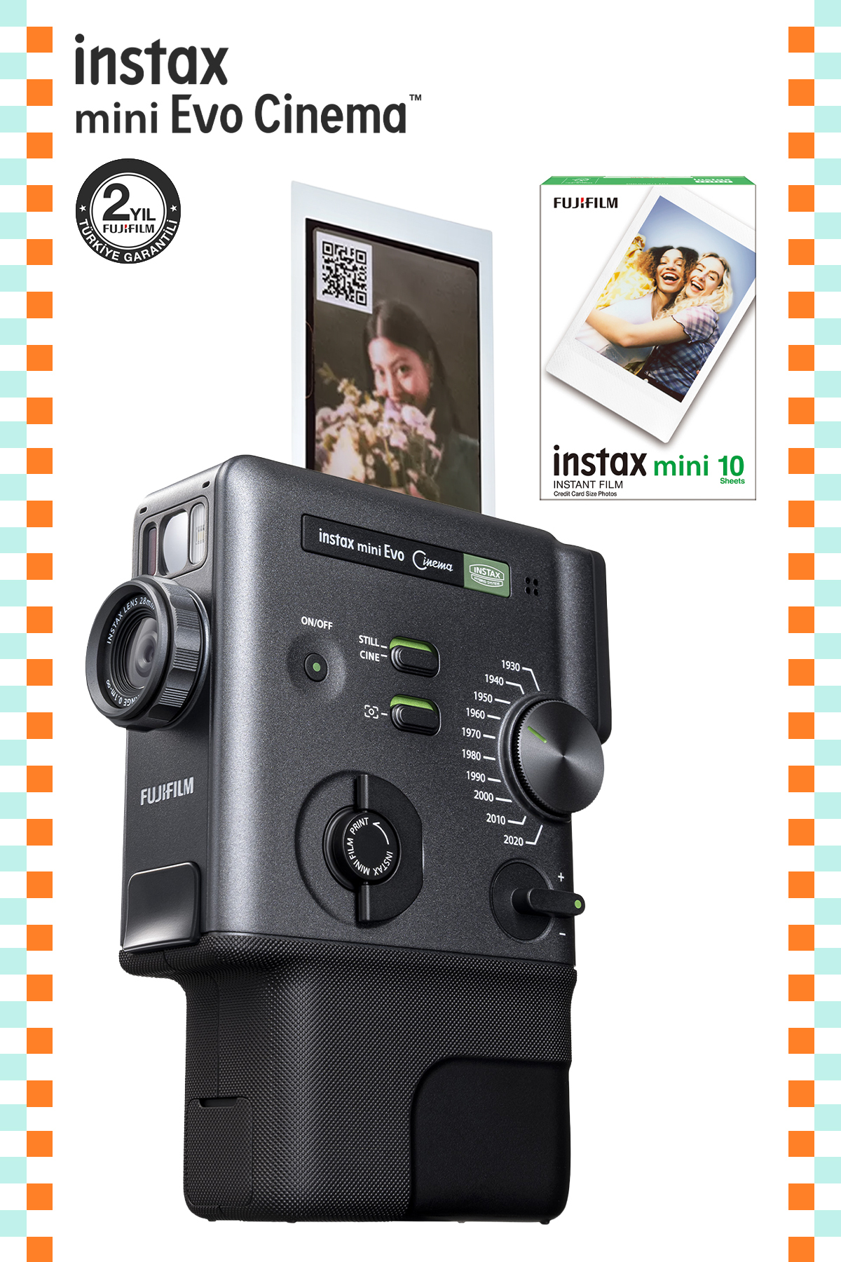 FUJIFILM instax mini Evo フィルム付 Fujifilm Instax Mini Evo Cinema Fotoğraf Makinası ve 10'lu Mini