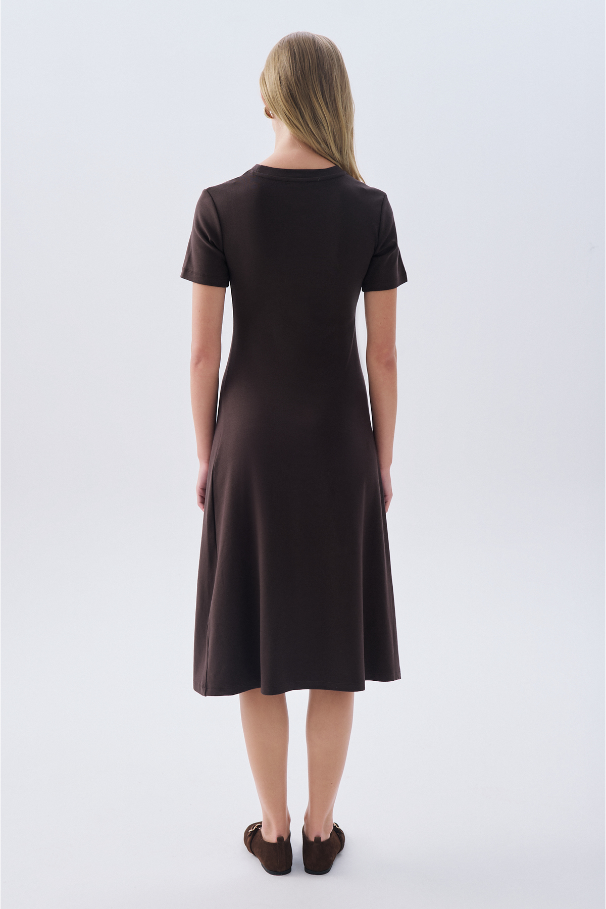 Mudo  FITTED BÜZGÜLÜ YIRTMAÇLI MİDİ ELBİSE - Görsel 2