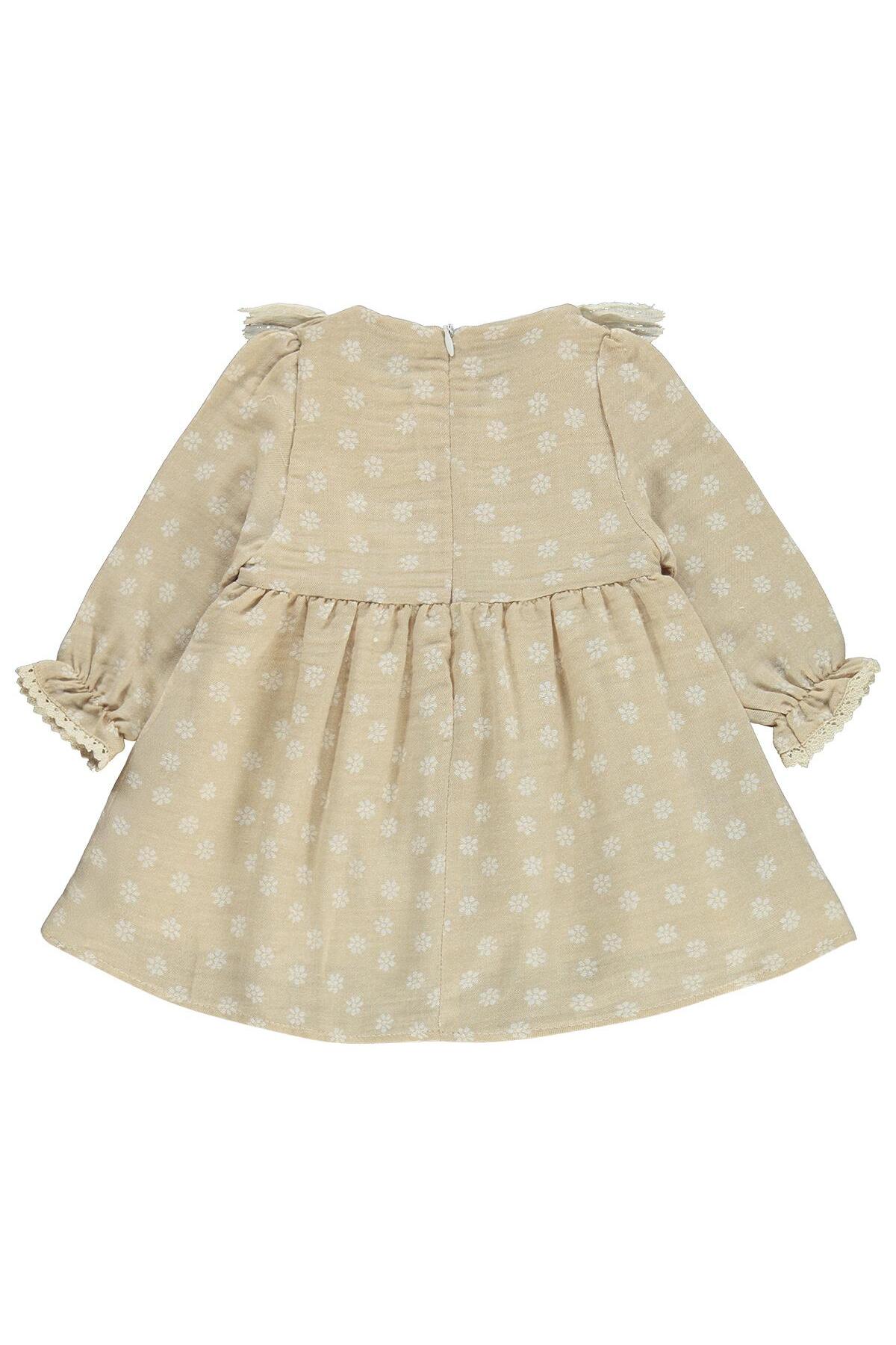 Kumru  Lüks Roba Fistolu Bandanalı 6-18 Ay Elbise - Bej 6-9 Ay - Görsel 2