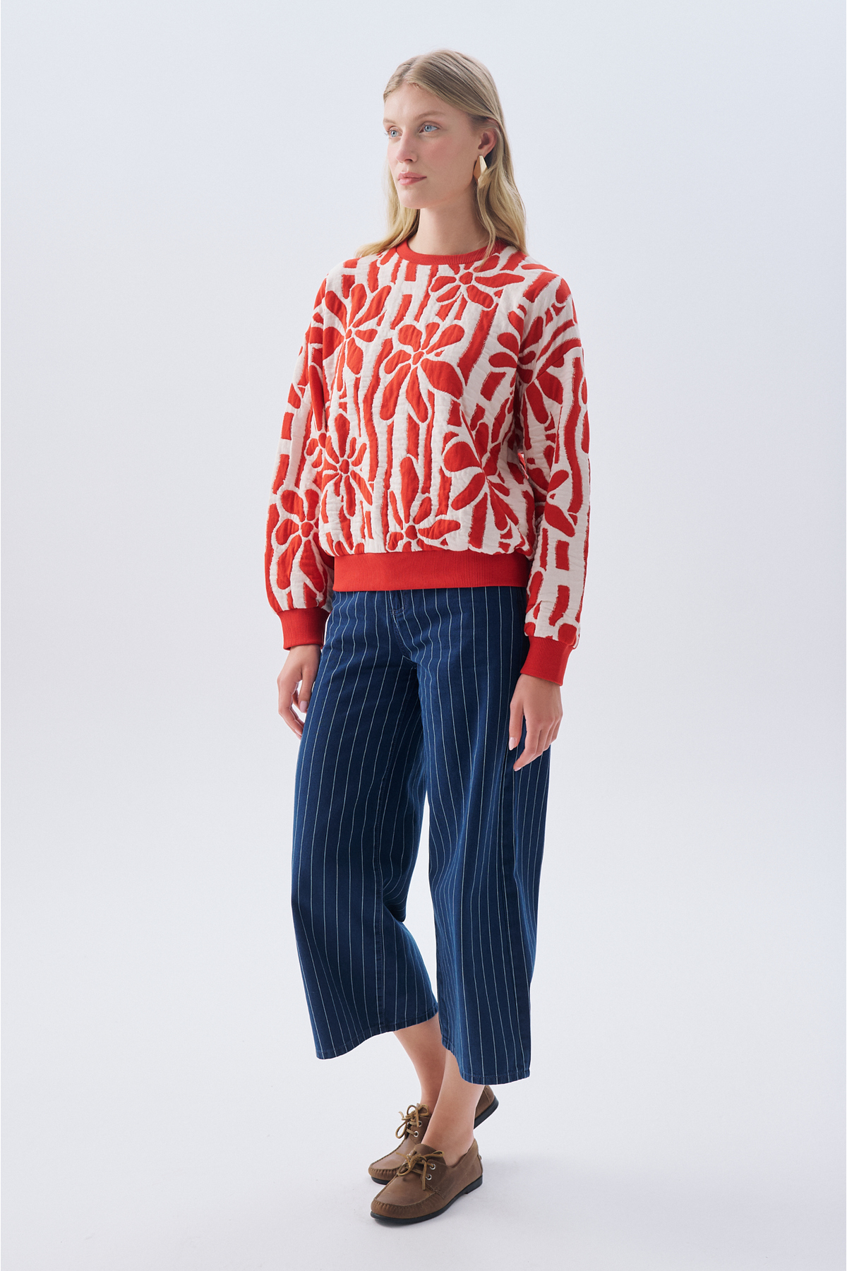 Mudo  DESENLİ OVERSIZE BİSİKLET YAKA SWEATSHIRT - Görsel 3