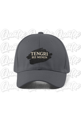 QUATEX Tengri Biz Menen Nakışlı Türk Şapka - Gri Renk %100 Pamuk Gabardin Uni...