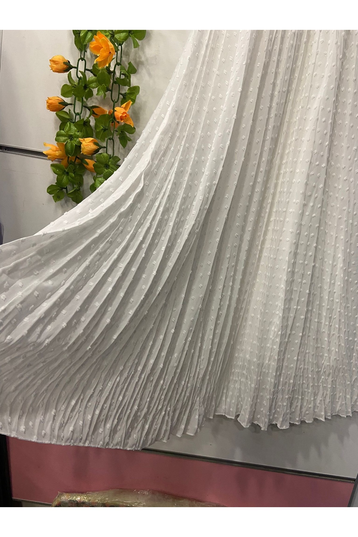 edu collection  Nakışlı şifon ÇAN etek astarlı - Görsel 3