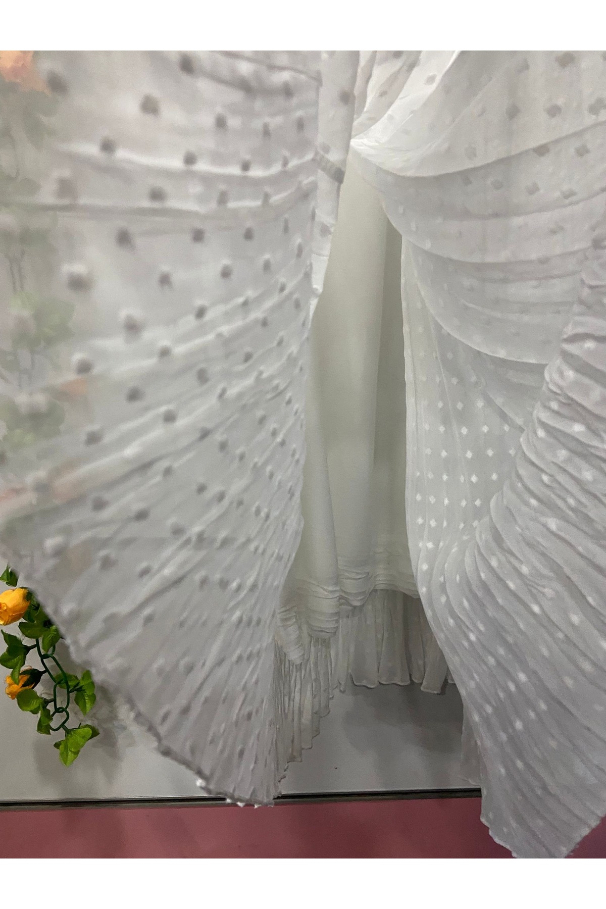 edu collection  Nakışlı şifon ÇAN etek astarlı - Görsel 4