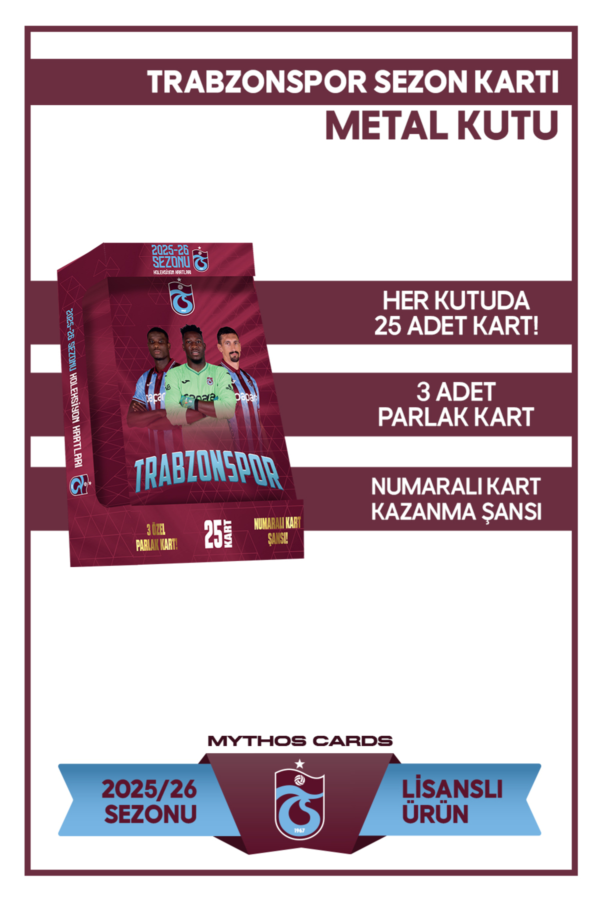 Trabzonspor 2025-26 SEZON KARTLARI - METAL KUTU - Fiyatı, Yorumları