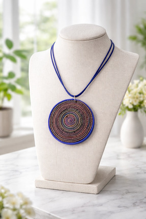 PLAPSY Bona Universe - Modern Spiral - El Yapımı Dokulu Yuvarlak Kolye Ucu - ...