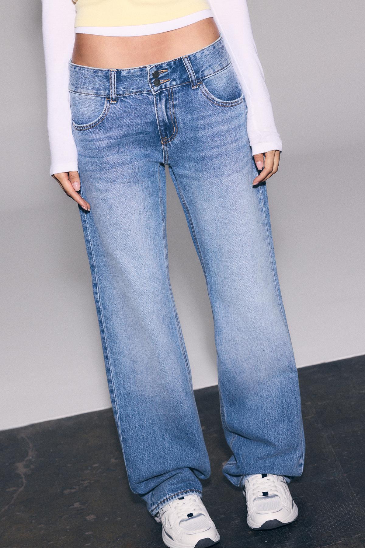 Stradivarius  Düşük bel çift düğmeli straight fit jean