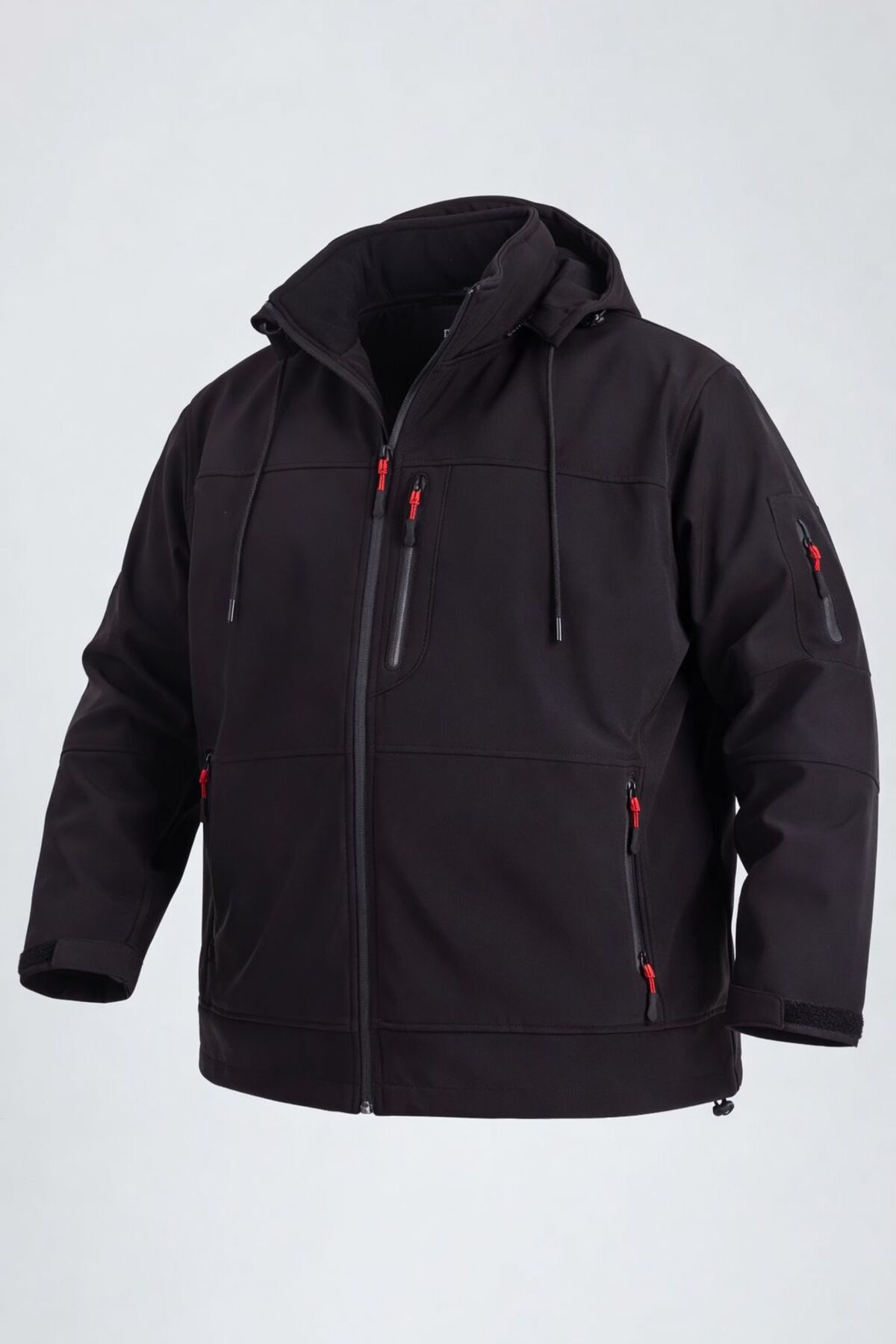 Vatan Tekstil Büyük Beden Erkek Softshell Mont Kapüşonlu Su İtici Rüzgar Geçirmez görsel 2