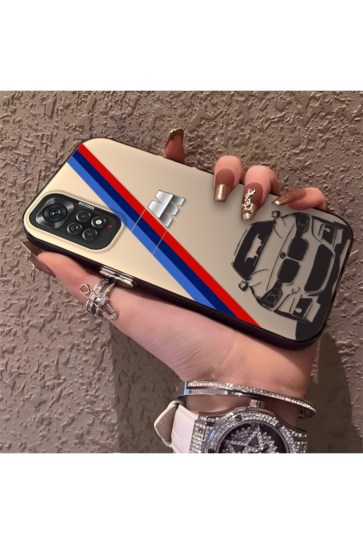 Redmi Note 11 Compatible Silicone BMW Patterned Edge Hard Rear Anti Fall Phone Case