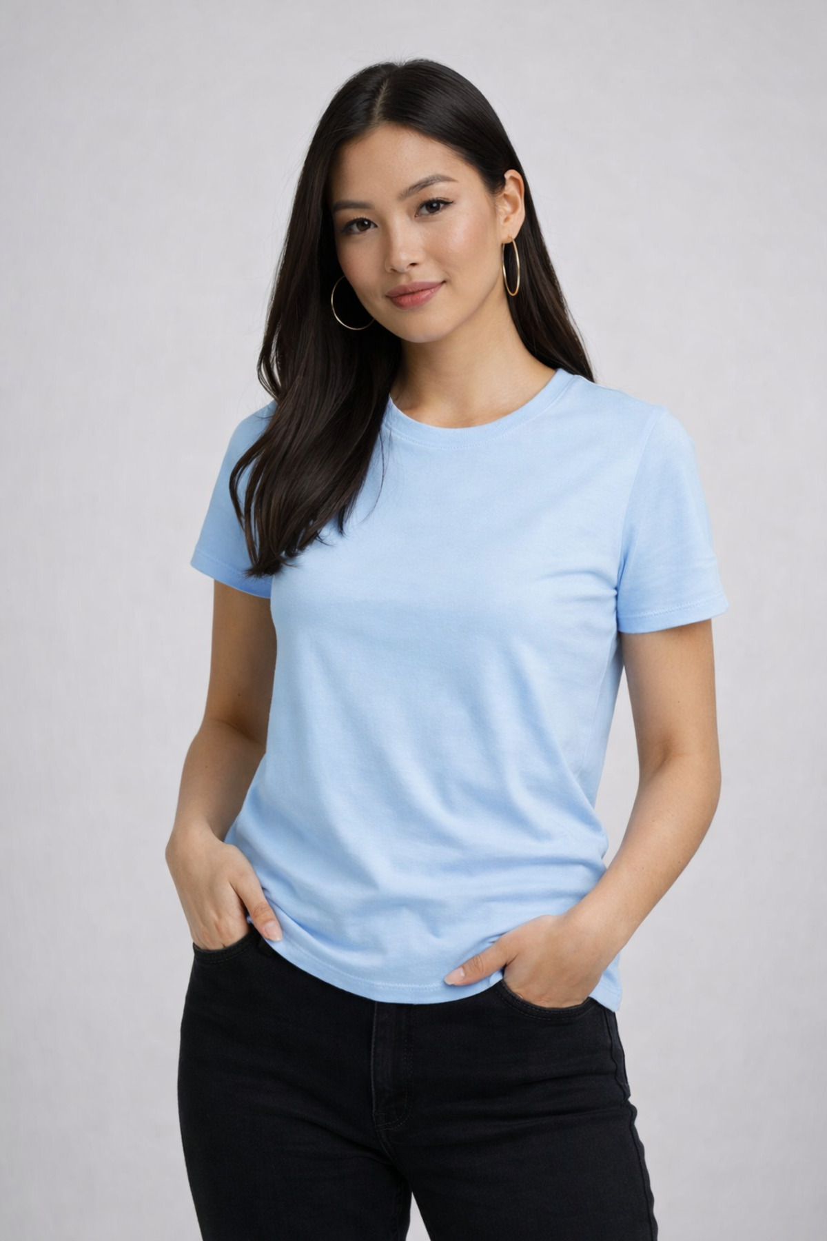 Women's Basic 100% Cotton Single Jersey T-Shirt – Crew Neck Comfortable Fit