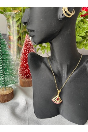 Takıöz Aksesuar Çelik kırmızı taşlı kolye