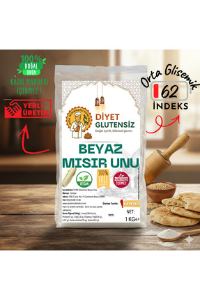 Diyet Glutensiz Glutensiz Beyaz Mısır Unu 1 Kg