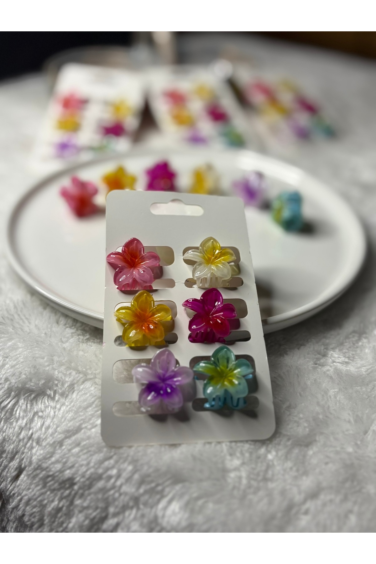 ADAA GIFT 6 Adet Kadın KÜÇÜK BOY Lotus Çiçeği Toka 2 cm görsel 4