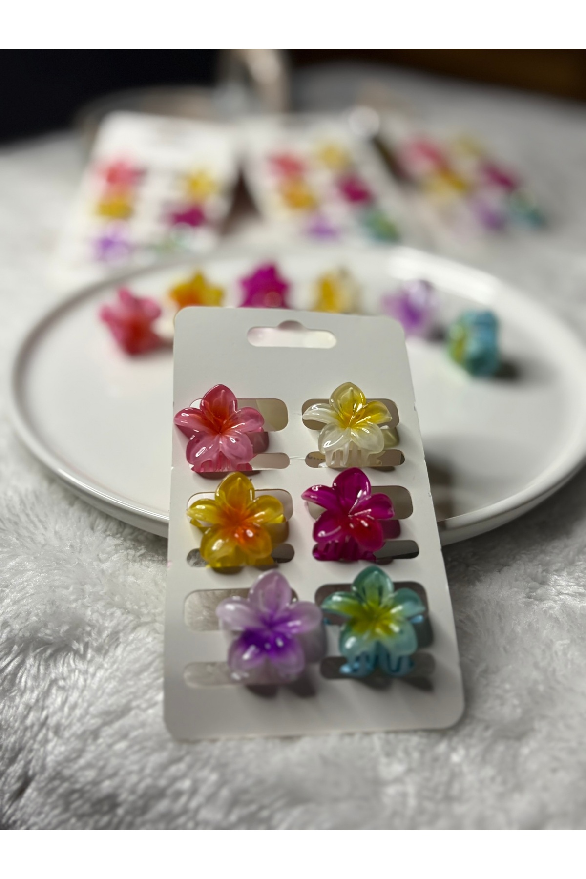 ADAA GIFT 6 Adet Kadın KÜÇÜK BOY Lotus Çiçeği Toka 2 cm görsel 3