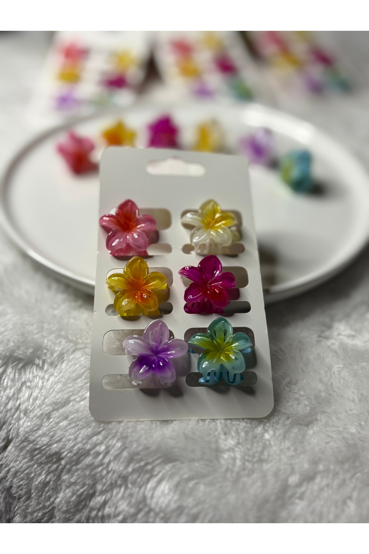ADAA GIFT 6 Adet Kadın KÜÇÜK BOY Lotus Çiçeği Toka 2 cm görsel 6