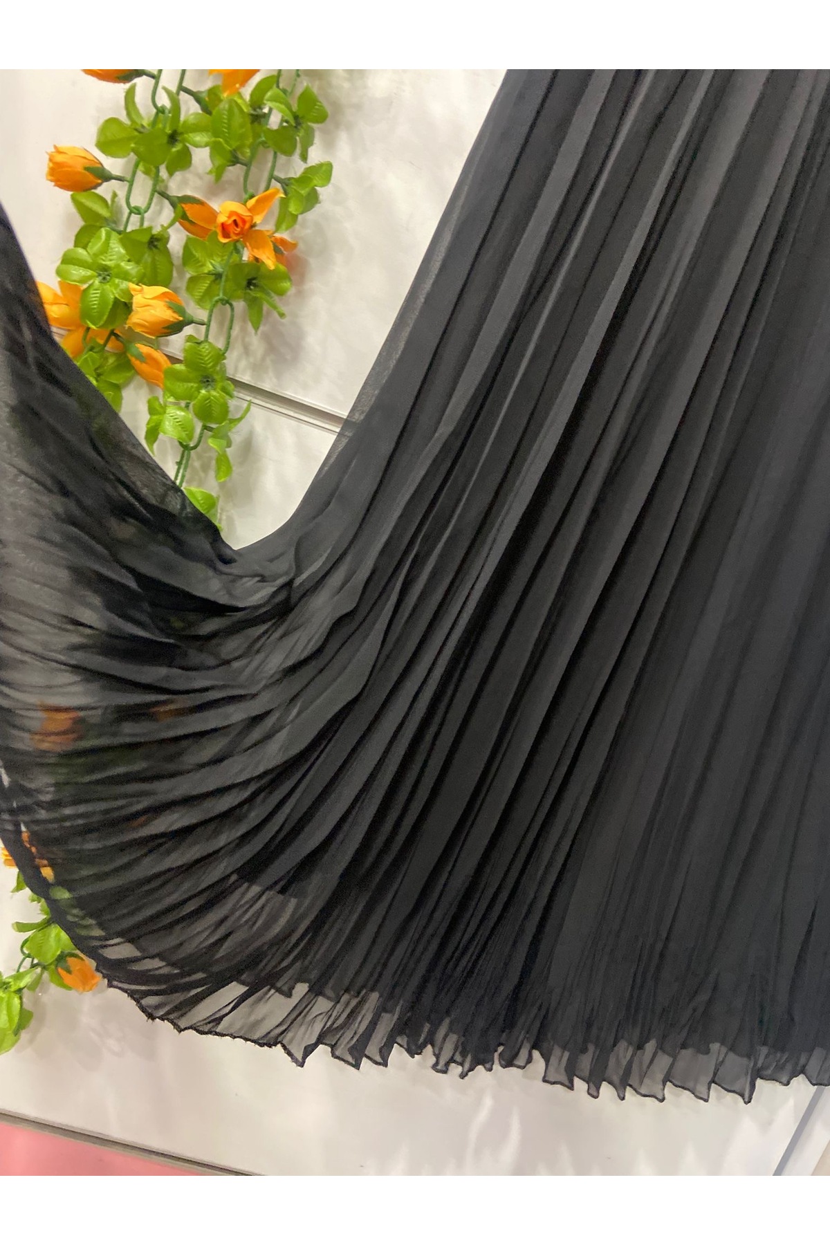 edu collection  Şifon ÇAN etek astarlı siyah - Görsel 3