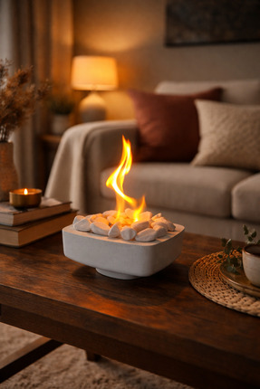 BKCUSTOMMADE Dekoratif Masaüstü Şömine Bioethanol Yakıtlı Set - 200ml Yakıt v...