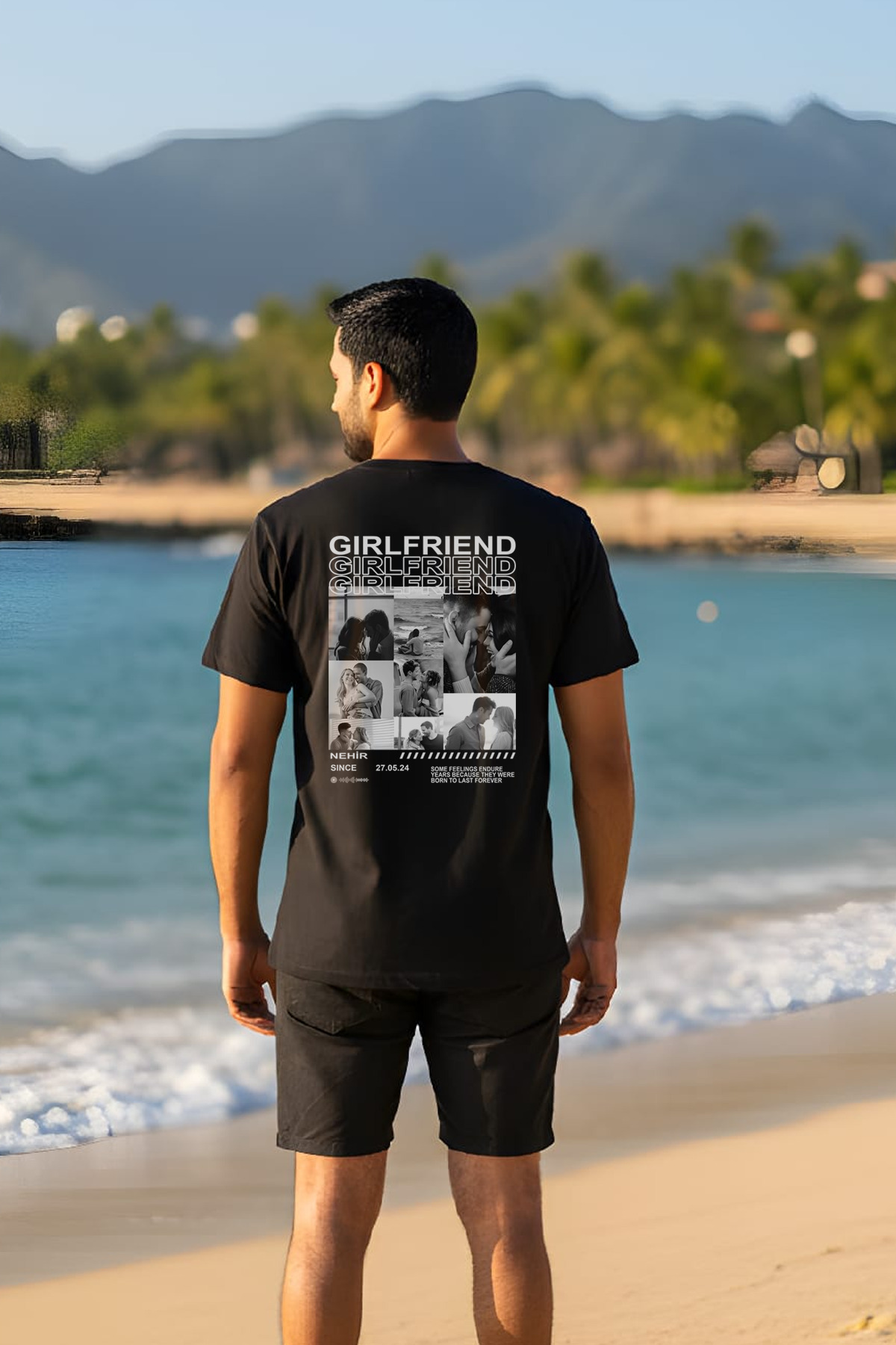 Young Fit Kişiye Özel Sevgili ve Çiftler İçin %100 Pamuk Tişört Fotoğraf & Yazı Baskılı görsel 4