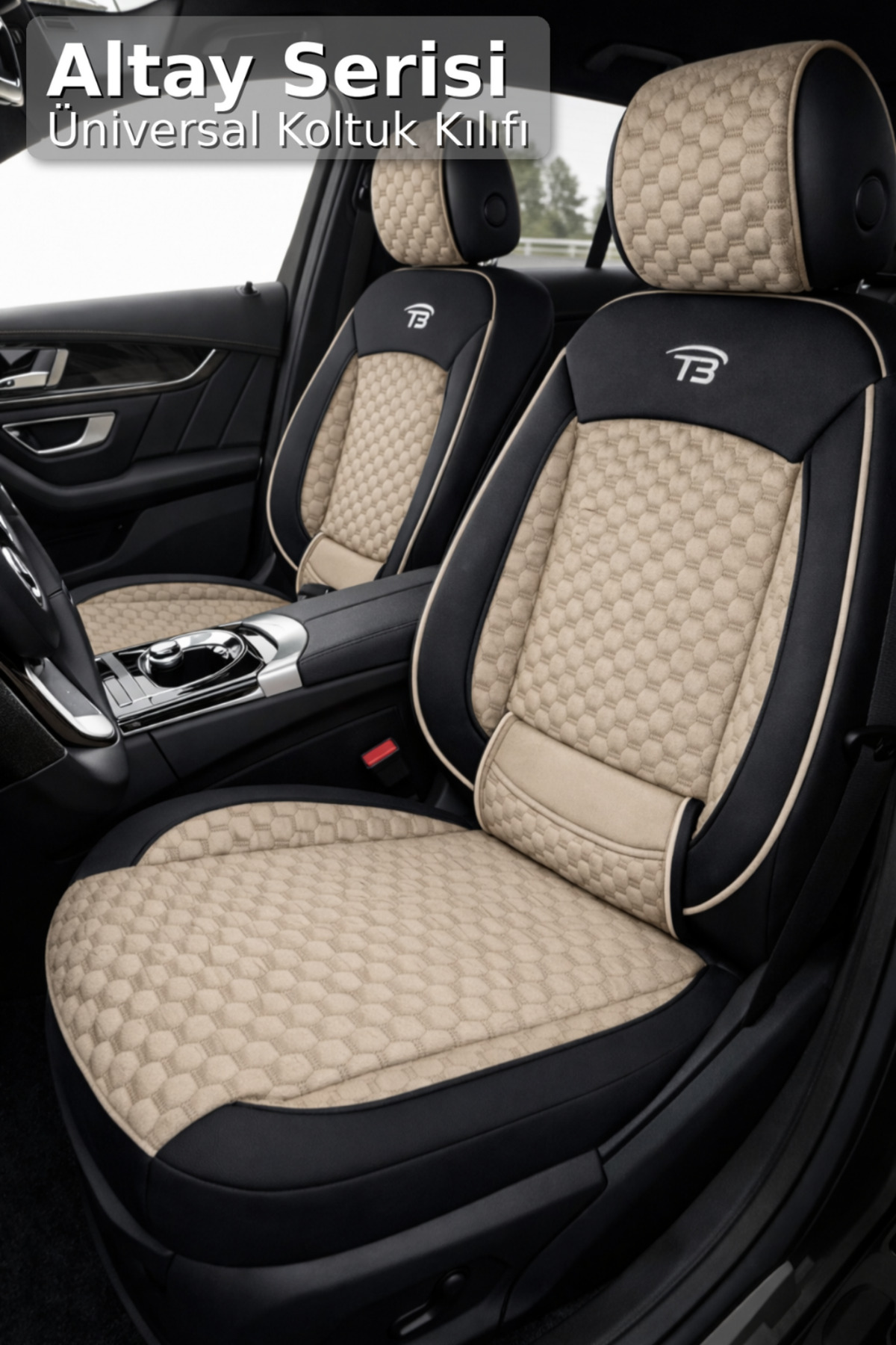 Alfa Romeo Giulietta 2010 sonrası - Altay Serisi Bel Destekli Koltuk Kılıfı (Ön+Arka) - Bej