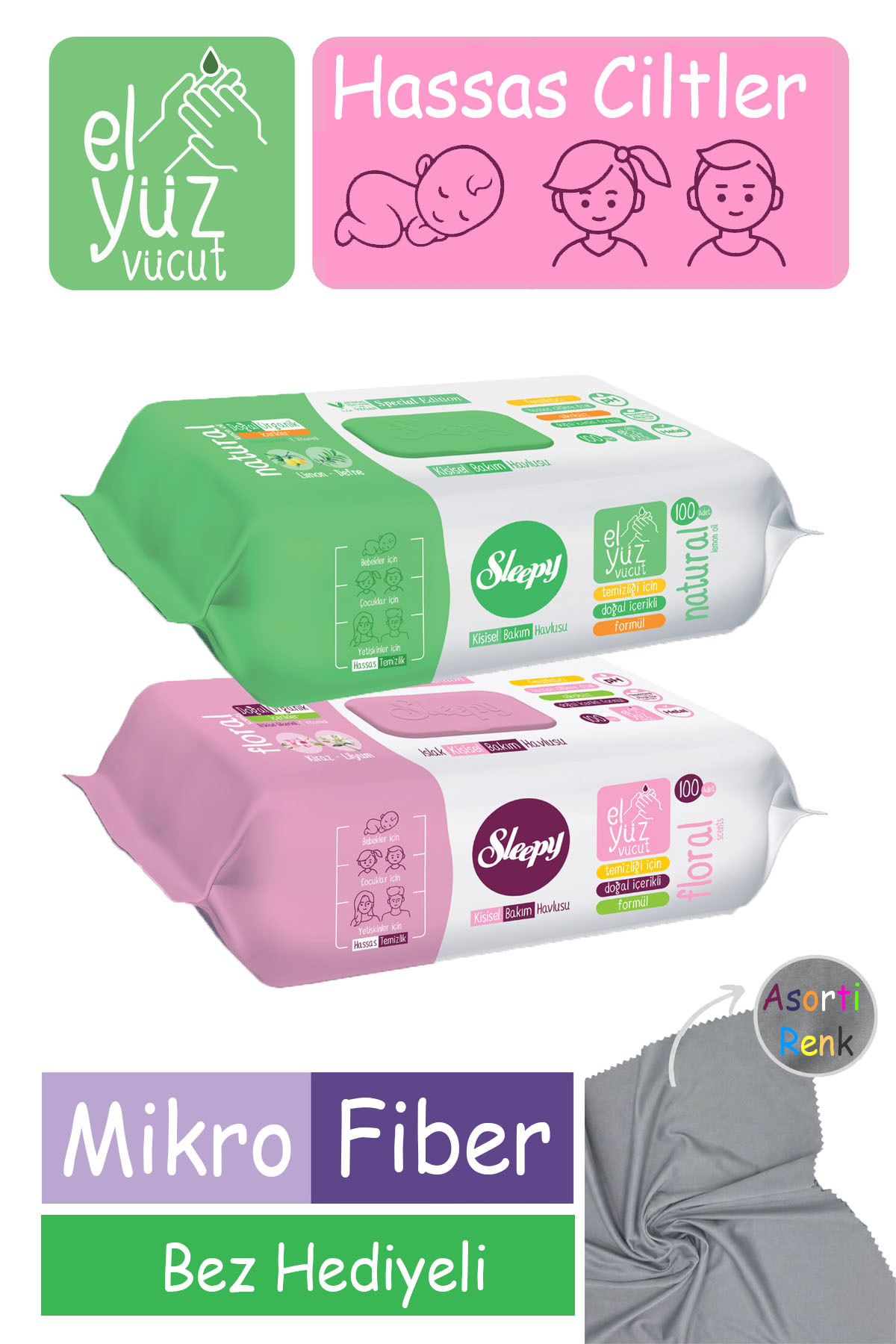 Sleepy Kişisel Bakım Havlusu Kiraz Limon Vegan Alkolsüz Bebek