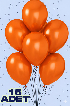 Renkli Party 15 Adet Metalik Turuncu Parlak Balon Doğum Günü Kutlama Süs ve M...