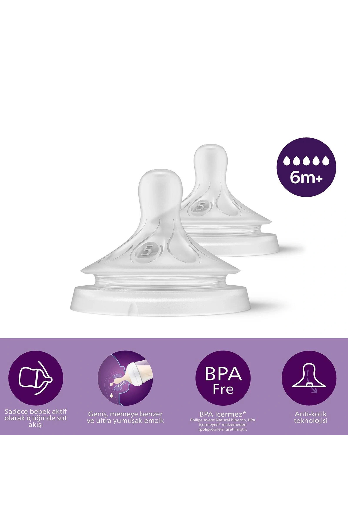 Philips Avent Natural Response 2'li Biberon Emziği, 5 Numara, 6 Ay+ fotoğrafı 5 (önizleme)