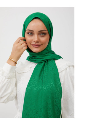 Venom Boutique Bijouterie Accessory Kadın Parlak Jakarlı F Desenli Şal Başört...