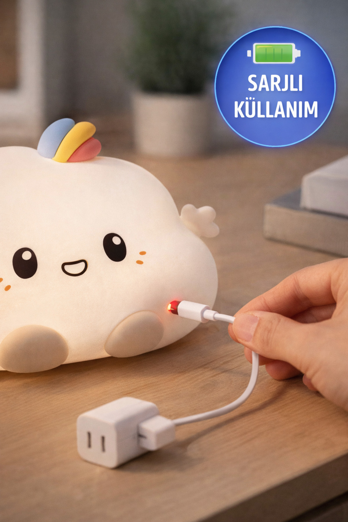 TOYFEST Dokunmatik RGB Sevimli Bulut Gece Lambası Bebek Çocuk Odası Uyku Işığı Silikon LED fotoğrafı 4 (önizleme)