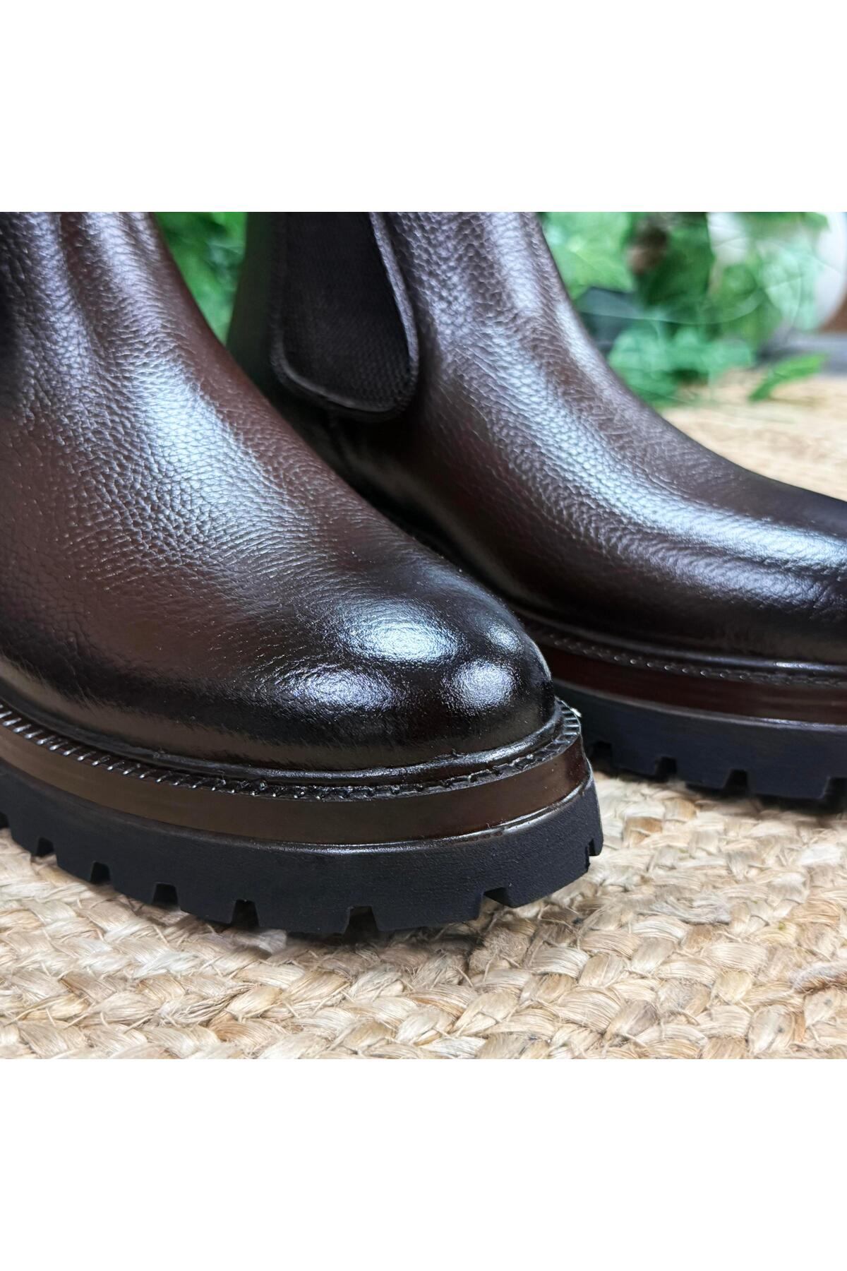 MEY  İÇ DIŞ HAKİKİ DERİ KAHVERENGİ CHELSEA BOT M4605 - Görsel 3