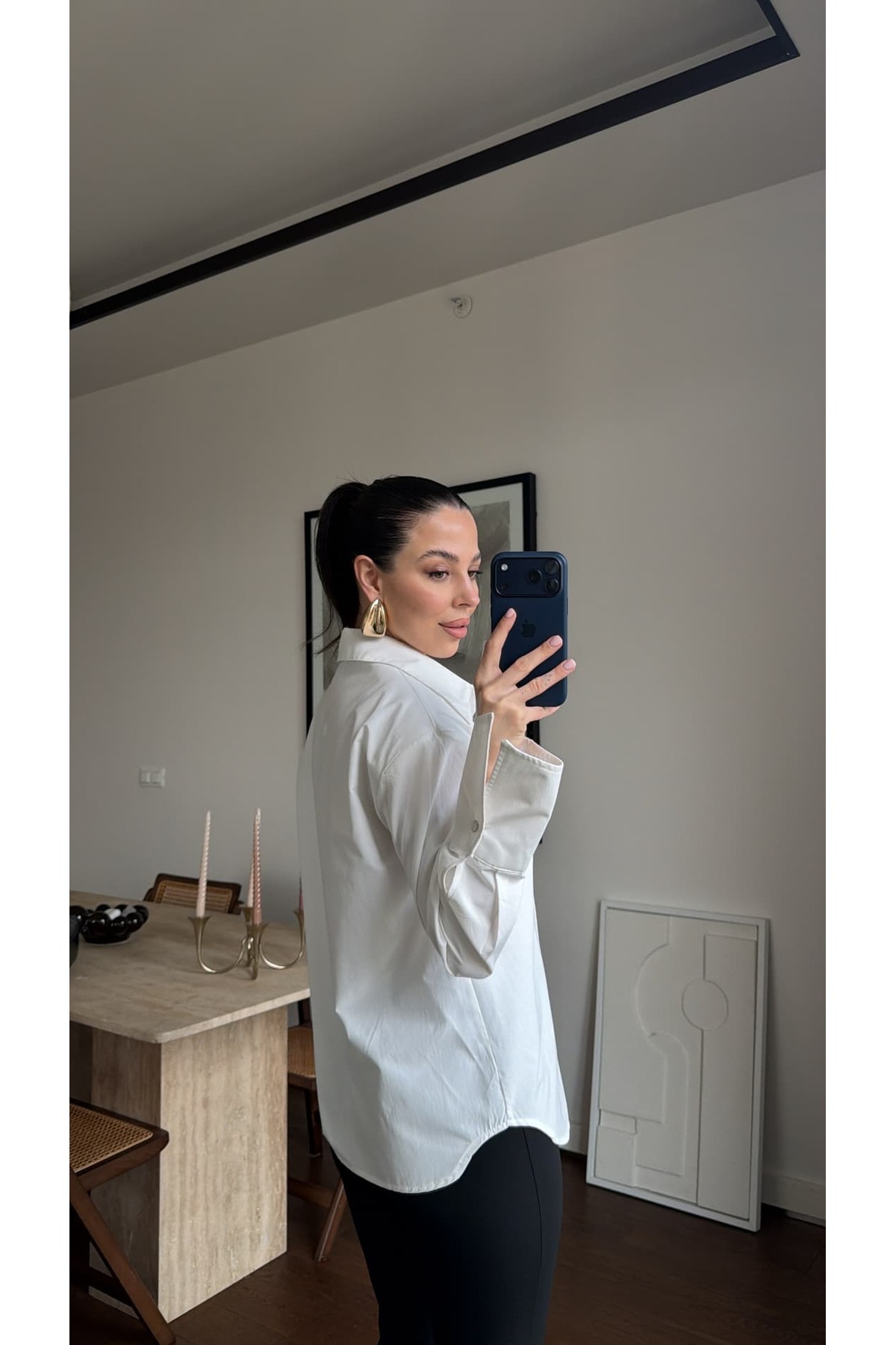 sinemkivanc co  OMUZU VATKALI DÜĞMELİ GÖMLEK - Görsel 4