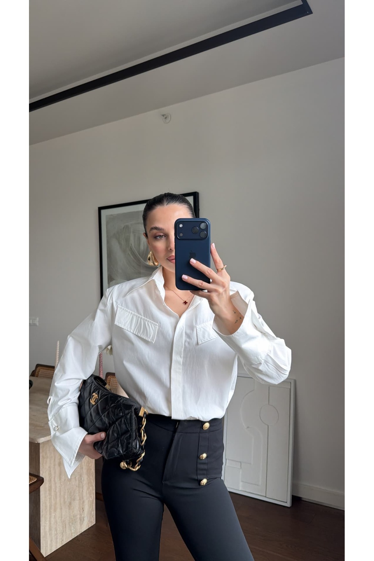 sinemkivanc co  OMUZU VATKALI DÜĞMELİ GÖMLEK - Görsel 5