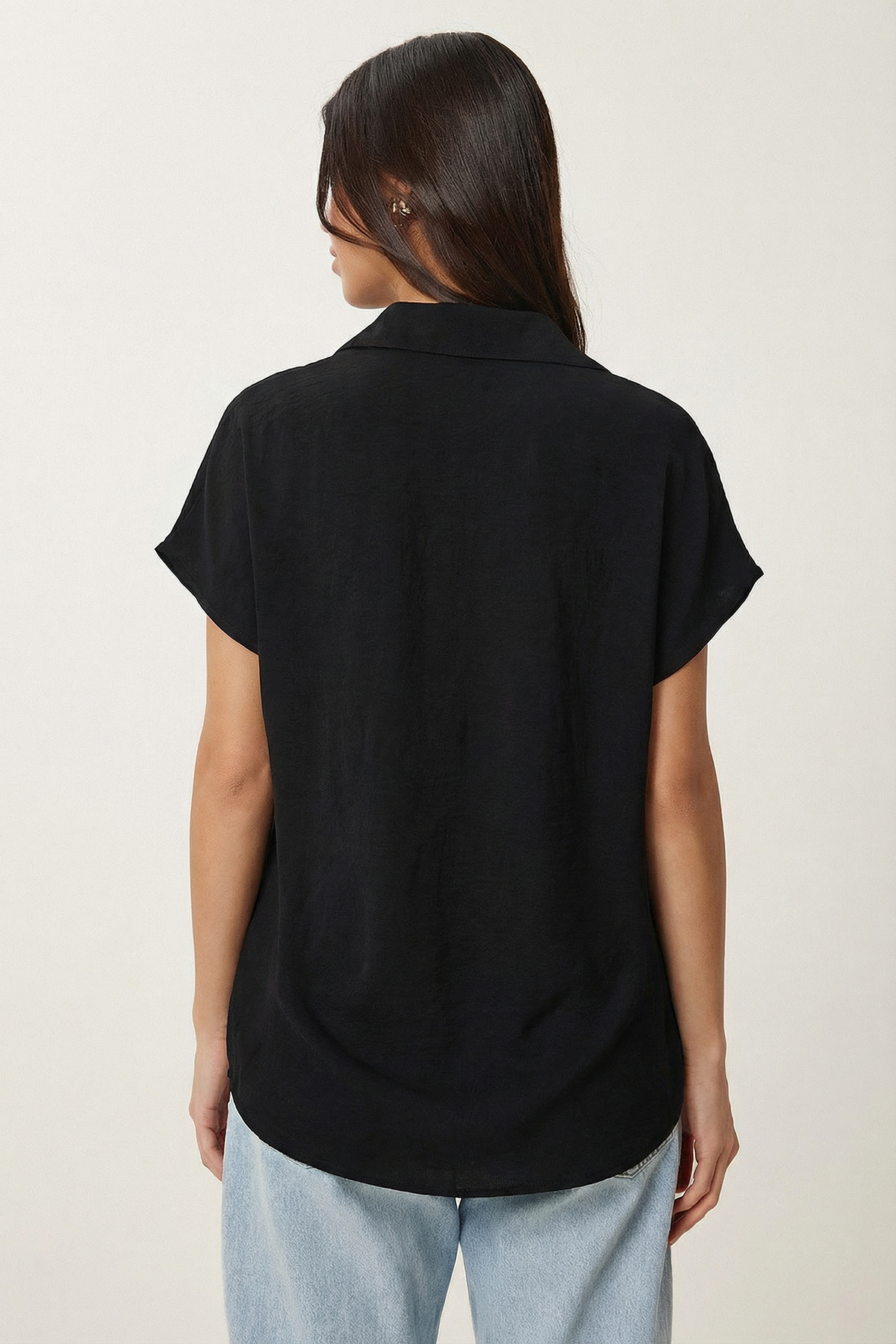Lovelyİstanbul  Kısa Kollu Ayrobin Gömlek LRN0007 SİYAH - Görsel 4