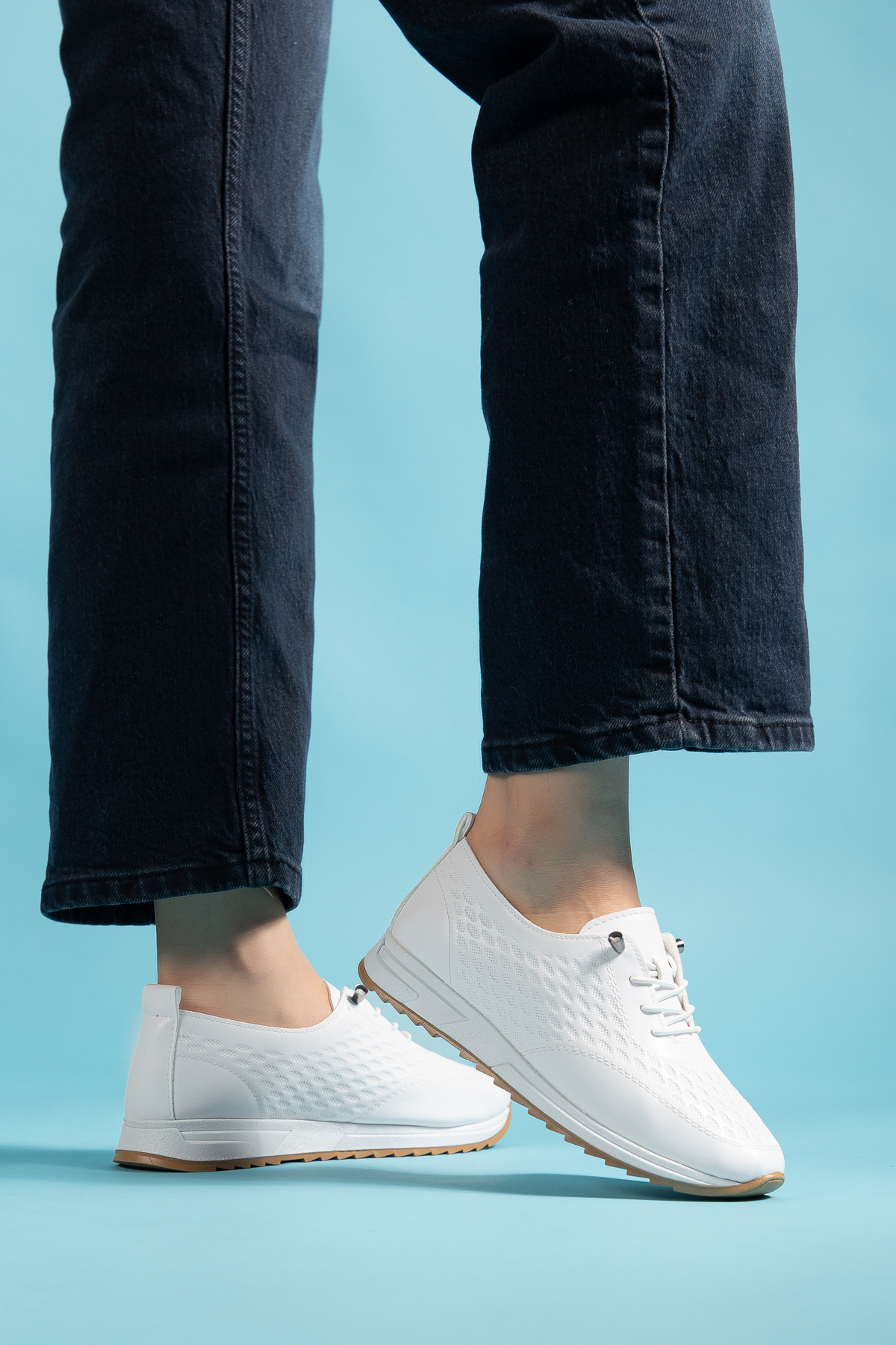 camaiore  Kadın Beyaz Spor Ayakkabı Ortopedik Taban Günlük Sneaker - Görsel 7