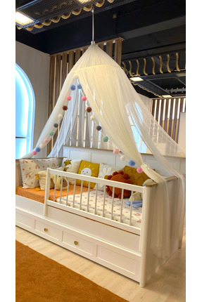 Bila Baby STQUEEN BEYAZ TÜL 21'Lİ RENLİ PONPONLU 5 MT LED IŞIKLI Sünnetyatağı...