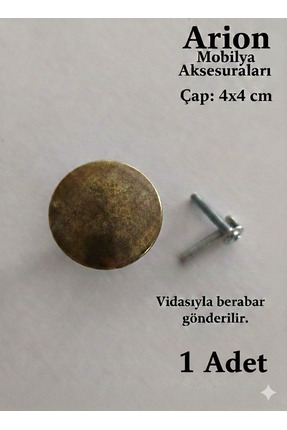 Arion 1 Adet ESKİTME ANTİK SARI Lüks Metal Düğme Çekmece, Dolap, Mutfak, Vest...