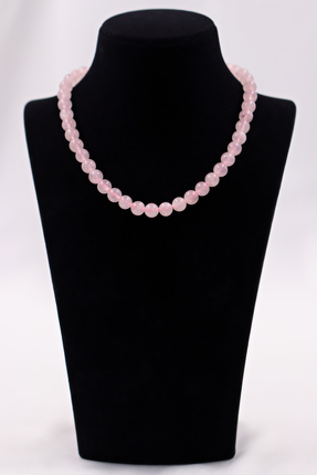 SAURACHI Pembe Kuvars Taşı Kolye Doğal Taş Dizi 8 mm