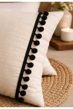 ULUPAMİR Siyah Ponpon Kenar Şerit-1 Metre