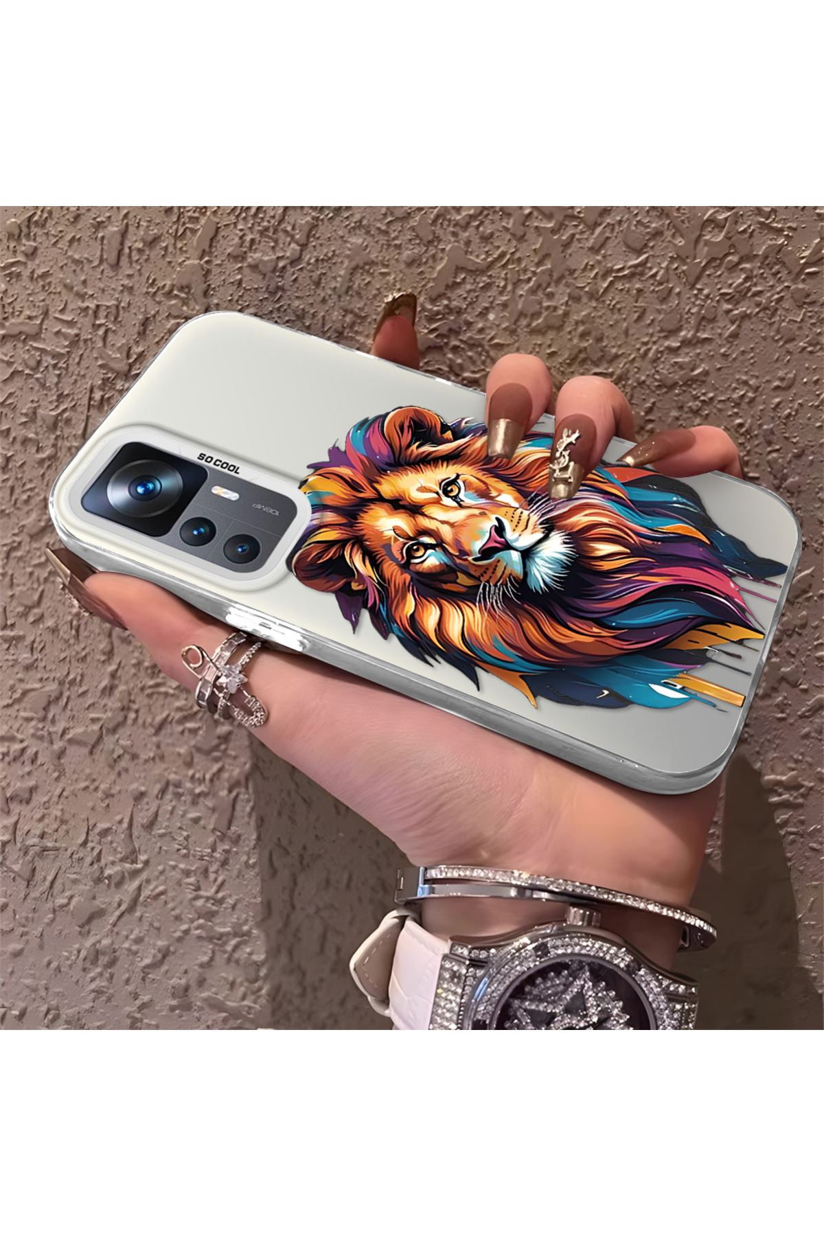Mi 12T Compatible Silicone Edge Hard Rear Anti Fall Phone Case with Pars Pattern