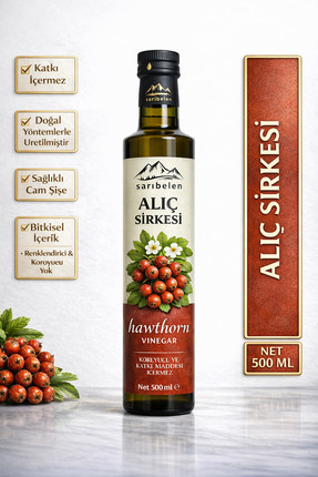 sarıbelen Alıç Sirkesi 500 ml – Doğal Fermente, Katkısız, Cam Şişe