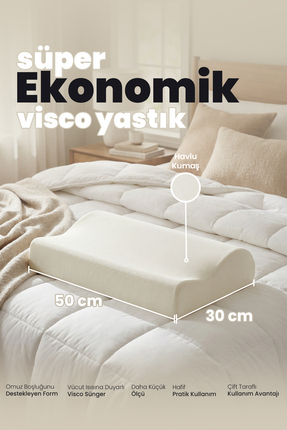 Aura Home Pillow Ekonomik Ortopedik Visco Yastık 50x30 cm– Hafızalı Sünger Bo...