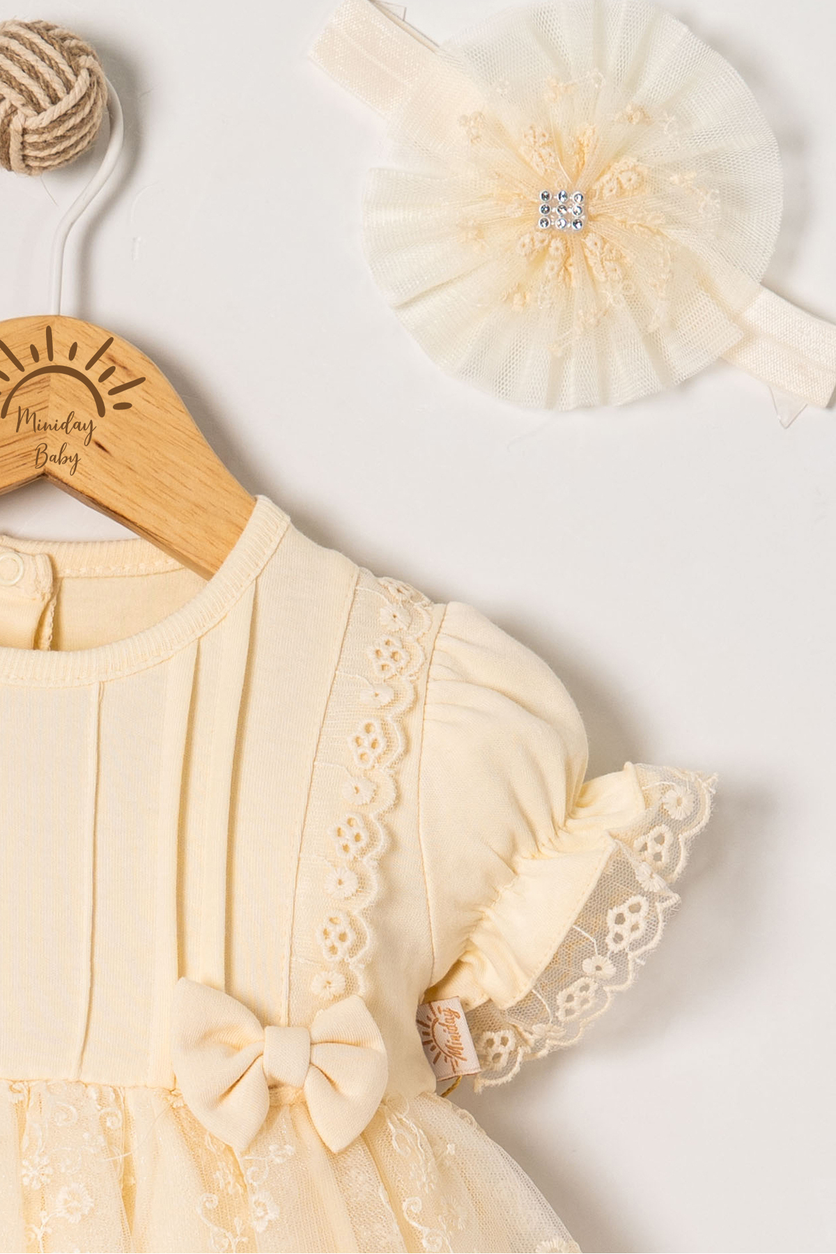 Miniday Baby Kız Bebek Mevlütlük Elbise Yazlık Bandanalı Dantelli Yeni doğan Hastane çıkışı Gelinlik Abiye 4011 fotoğrafı 3 (önizleme)