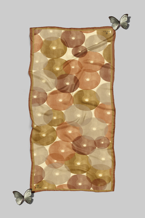 Befahomes Kahverengi Yuvarlak Sulu Boya Desen Baskılı Pamuksu Soft Şal